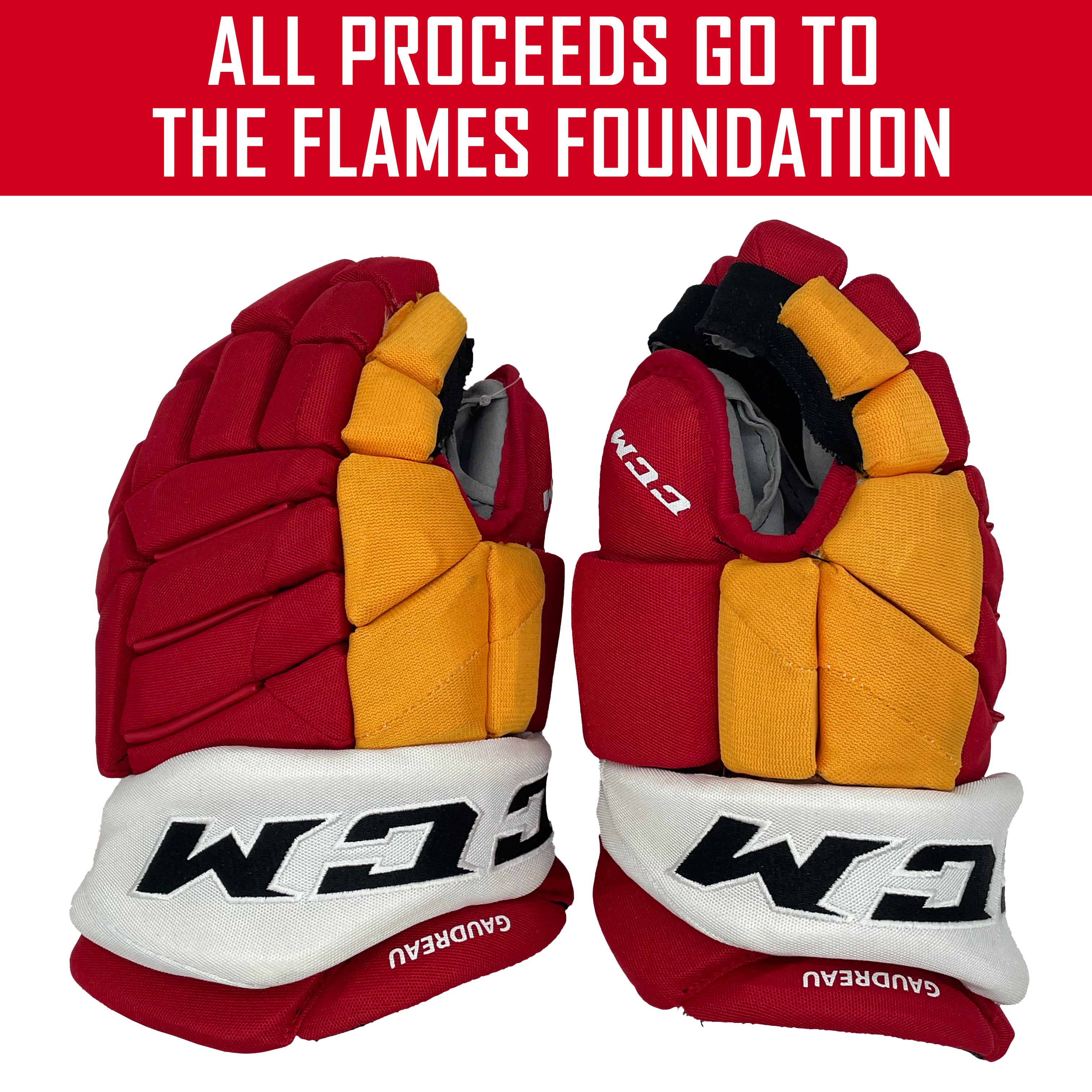 CCM HGJS - Gant NHL Pro Stock - Johnny Gaudreau (Rouge/Jaune/Blanc)